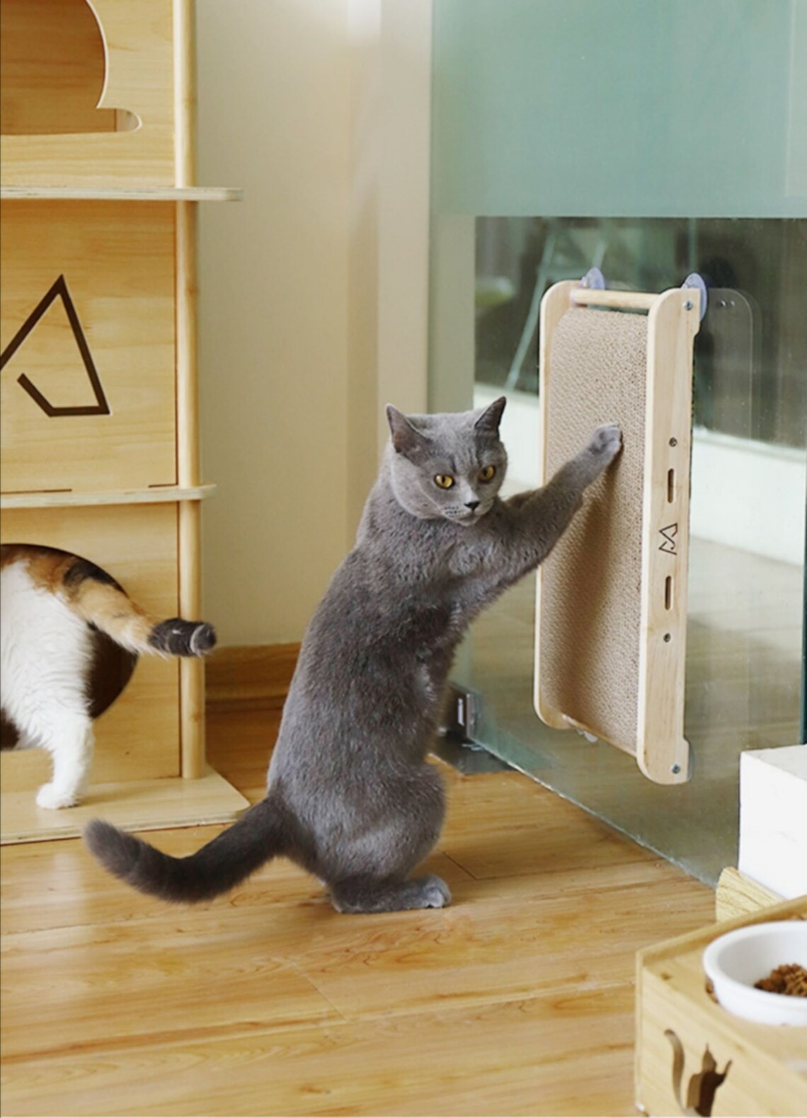 Bamboo Cat Tree Tower Wall Mounted Scratching Post Climbing Etsy