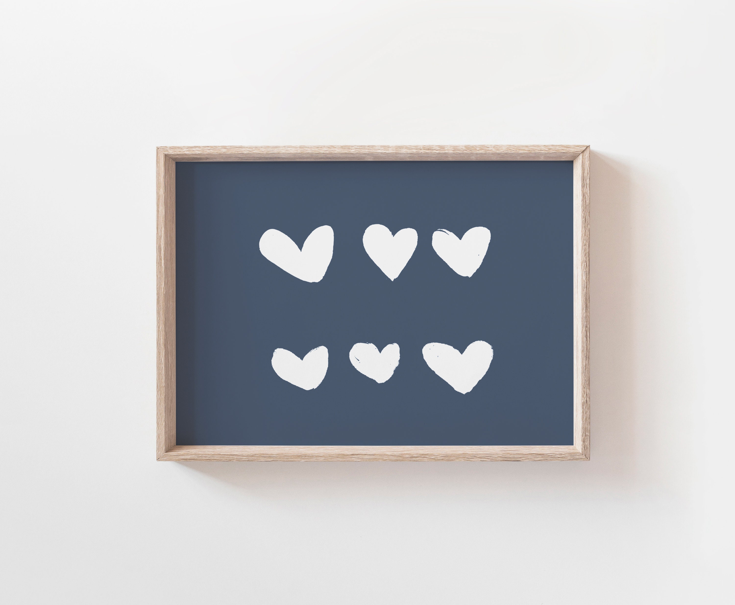 Navy hearts print Navy hearts wall art Navy hearts poster Etsy
