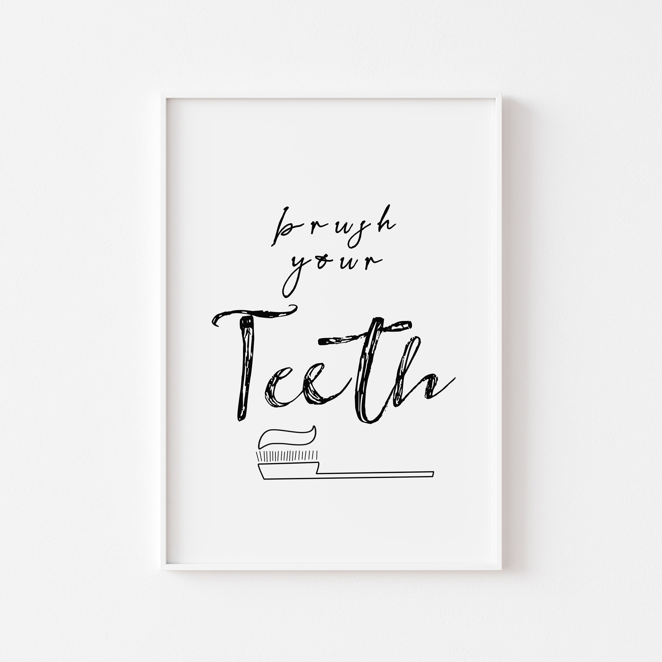 Brush your teeth poster Brush your teeth printable wall art | Etsy