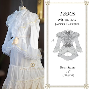 Puede incluir: Un patrón de costura vintage para chaqueta de mañana de la década de 1890 con una ilustración detallada de la chaqueta y medidas de contorno de pecho de 88,9 cm (35 pulgadas).