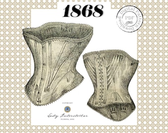 1868 Gored Korsett PDF SCHNITTMUSTER - Digitale Reproduktion Tygodnik Mód Taille: 23.6"(60cm)