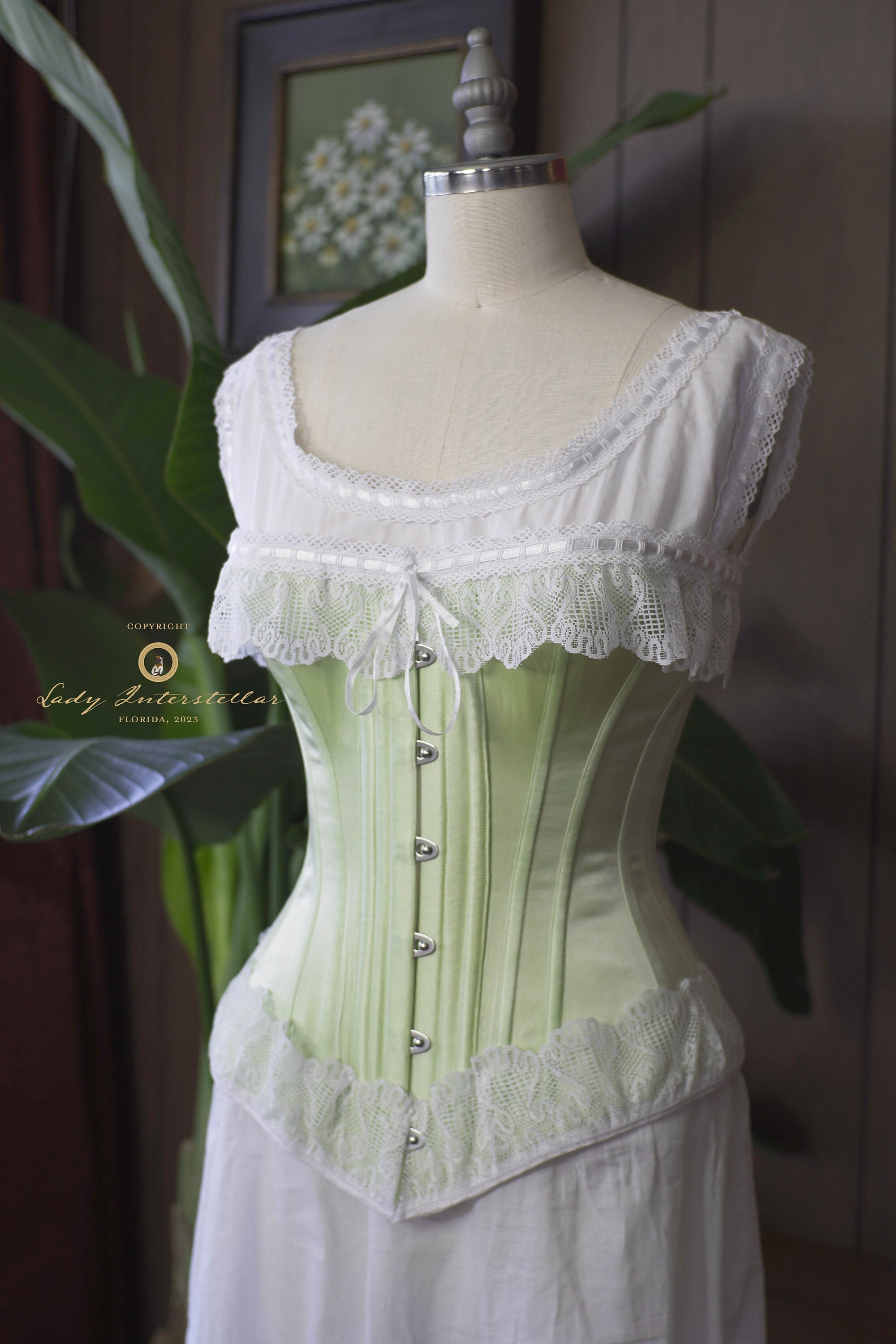 S Bend Edwardian Corset C.1905 Mae With Busk, Front Opening, S Curve  Hourglass Coutil or Brocade, All Sizes Small-plus Custom Measurements 