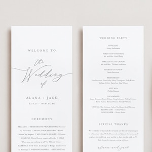 Wedding Program Card, Order of Service, Printable Ceremony Program, 100% Editable Template, Vintage Wreath, Instant Download #0006D-169WP