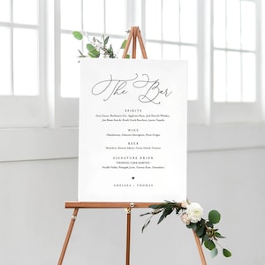 Wedding Bar Menu Template, INSTANT DOWNLOAD, 100% Editable, Printable Signature Drinks Menu, Simple and Modern, 8x10 & 16x20 CHM-02 image 1