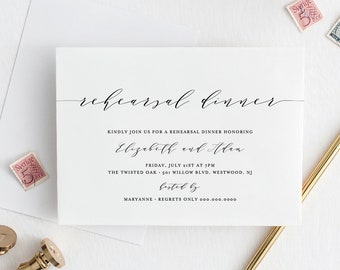 Rehearsal Dinner Invitation, Simple, Modern, INSTANT DOWNLOAD, Wedding Rehearsal Invite Template, Printable, 100% Editable, DIY #037-119RD