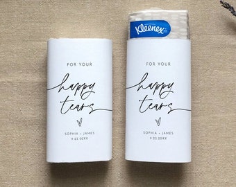 Happy Tears Pocket Tissue Wraparound, Editable Minimalist Wedding Tissue Favor Template, Printable, Instant Download, Templett #0032-109PT