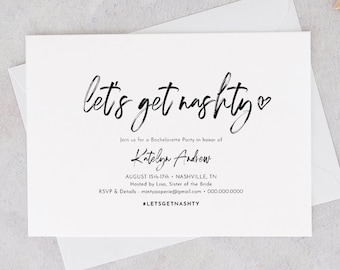 Nashville Bachelorette Party Invitation & Itinerary, Agenda, Let's Get Nashty, 100% Editable Template, Instant Download, Templett #090-140BP