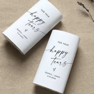 Happy Tears Pocket Tissue Wraparound, modello di favore del tessuto di nozze minimalista modificabile, stampabile, download istantaneo, Templett #0034W-110PT