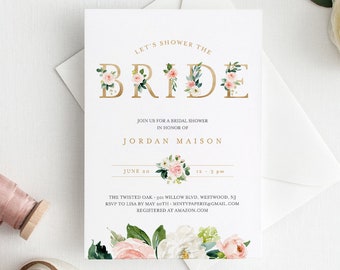 Boho Bridal Shower Invitation Template, INSTANT DOWNLOAD, 100% Editable Text, Printable Floral Bridal Shower Invite, Templett #043-153BS