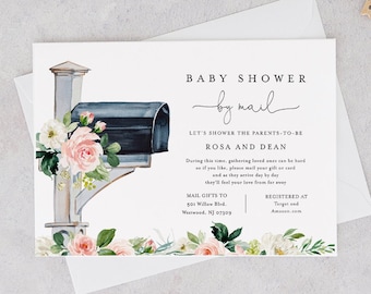 Baby Shower by Mail Template, Social Distancing Baby Shower Invite, Mailbox Post, Editable Text, Instant Download, Templett #154BA
