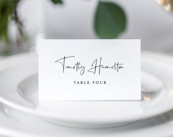 INSTANT DOWNLOAD, Wedding Place Card Template, 100% Editable, Printable Escort Card, Modern Script Name Card, Templett, Flat and Tent #129PC