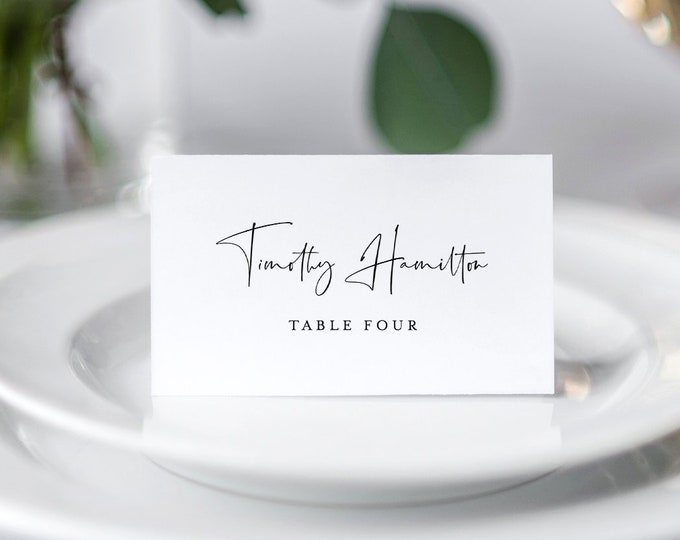 INSTANT DOWNLOAD, Wedding Place Card Template, 100% Editable, Printable Buffet Card, Modern Script Name Card, Templett, Flat and Tent #129PC