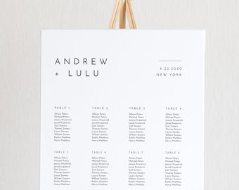 Minimalist Seating Chart Poster, Modern and Simple Wedding Seating Sign, Instant Download, Editable Template, Templett, US & UK #094-260SC