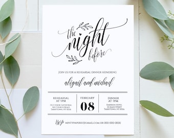 Wedding Rehearsal Dinner Printable, DIY Rehearsal Invitation Template, Night Before, Instant Download, Fully Editable, Digital #020-107RD