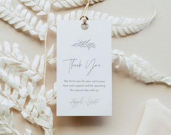 Minimalist Favor Tag for Bridal Shower or Wedding, Editable Thank You Tag, Modern & Clean, Instant Download, Templett #0030-228FT