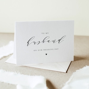 Minimalistische Hochzeitstag Notiz, An meinen Bräutigam / Braut an unserem Hochzeitstag, Klappkarte, bearbeitbare Vorlage, Sofort Download, DIY #037-108WDN