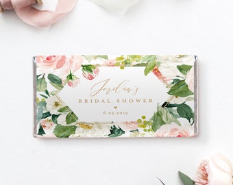 Chocolate Bar Wrapper Template, Printable Candy Bar Wrapper for Bridal Shower, Wedding or Any Event, Instant Download, Editable  #043-101CW
