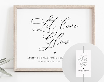 Sparkler Send Off Sign and Tag, INSTANT DOWNLOAD, 100% Editable Template, Printable Wedding Sparkler Sign, Custom Sparkler Tags  #CHM-03