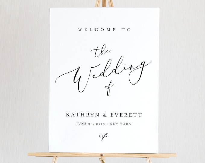 Wedding Welcome Sign Template, Instant Download, 100% Editable, Printable Minimalist Wedding Poster, Modern, Clean, Templett, DIY #045-123LS