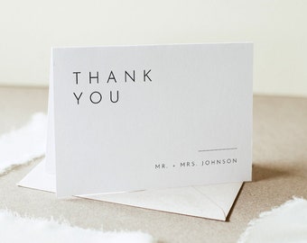 Modern Thank You Folded Card Printable, Minimalist Wedding / Bridal Shower Note, Editable Template, INSTANT DOWNLOAD, Templett #094-147TYC