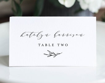 Minimalist Wedding Place Card Template, 100% Editable, Printable Buffet Card, Modern Script Name Card, Templett, Flat and Tent #037-148PC