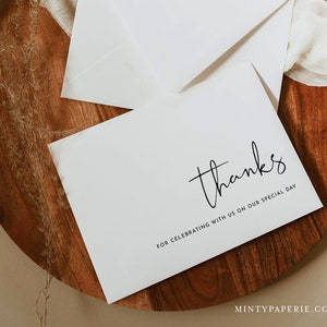 Moderne Dankeskarte, Hochzeit Notiz, Nachricht personalisieren, bearbeitbare Vorlage, Sofort Download, Templett, 3.5x5 #0031-198TYC