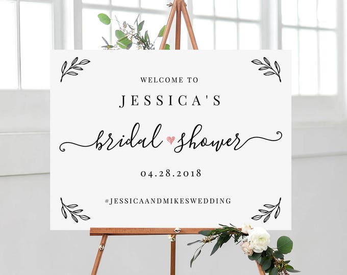 Bridal Shower Welcome Sign Template, Editable Wedding Shower Poster & 8x10 Sign, Custom Sign, Instant Download, Templett, DIY #030-108LS