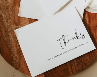 Modern Thank You Folded & Flat Card, Wedding Note, Personalize Message, Editable Template, Instant Download, Templett, 3.5x5 #0031-198TYC