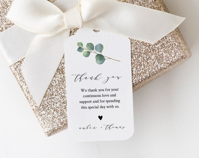 Eucalyptus Wedding Favor Tag Template, Thank You Tag, Bridal Shower Tag, Welcome Bag, INSTANT DOWNLOAD, Editable Text, Templett #036-144FT