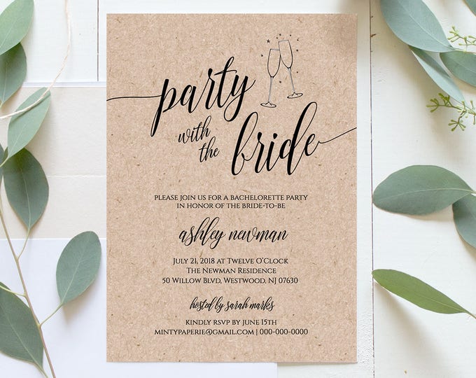 Bachelorette Party Invitation & Itinerary, Printable Invitation, Rustic Bachelorette Invite, Instant Download, Editable Template #020-101BP