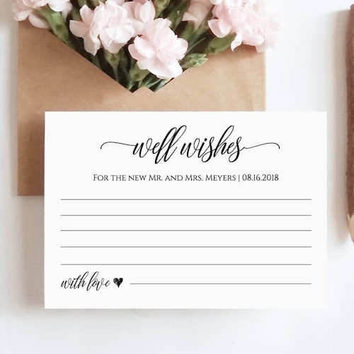 Well Wishes Printable Wedding Advice Card Template for - Etsy