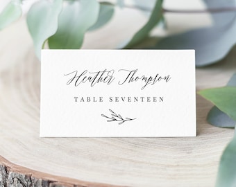 INSTANT DOWNLOAD, Wedding Place Card Printable, Buffet Card Template, Modern Calligraphy Name Card, 100% Editable, Templett #038-112PC