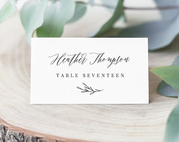 INSTANT DOWNLOAD, Wedding Place Card Printable, Buffet Card Template, Modern Calligraphy Name Card, 100% Editable, Templett #038-112PC