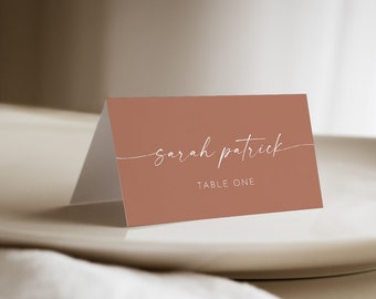 Bohemian Place Card Template, Printable Terracotta Wedding Buffet Card & Meal Option, Instant Download, Editable, Templett #0034T-214PC