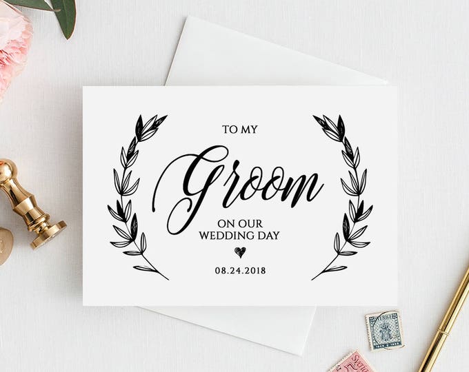 To My Groom / Bride on Our Wedding Day, DIY Wedding Day Folded Note Card, Instant Download, Digital Template, 100% Editable #023-101WDN