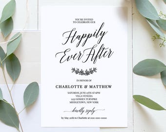 Wedding Reception Party Invitation, Post Wedding Celebration, After Party Invite, 100% Editable Template, Instant Download, DIY #034-104WR