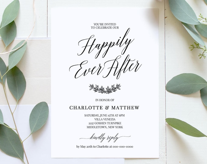 Wedding Reception Party Invitation, Post Wedding Celebration, After Party Invite, 100% Editable Template, Instant Download, DIY #034-104WR