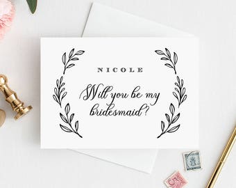 Will You Be My Bridesmaid Card, INSTANT DOWNLOAD, Printable Card for Bridesmaid, Maid of Honor, Flower Girl, 100% Editable, DIY #027-103BMB