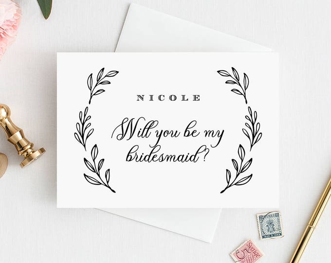 Will You Be My Bridesmaid Card, INSTANT DOWNLOAD, Printable Card for Bridesmaid, Maid of Honor, Flower Girl, 100% Editable, DIY #027-103BMB