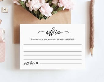 Wedding Advice Card Printable, Editable Template, Well Wishes for Bride and Groom, Newlywed, Instant Download, DIY #023-105EC 022 014 020