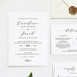 Editable Wedding Invitation Set Template, INSTANT DOWNLOAD, 100% Editable, Minimalist Invite, RSVP & Detail, Printable, Templett #037B