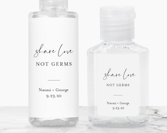 Minimalist Hand Sanitizer Label Printable, Covid Wedding / Bridal Shower Favor, Editable Template, Instant Download, Templett #096-108HS