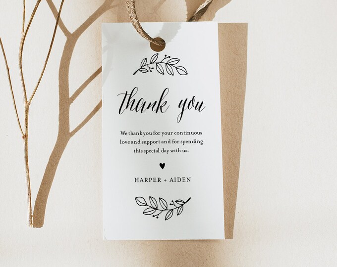 Rustic Favor Tag for Bridal Shower or Wedding, Welcome Bag, Thank You Tag, INSTANT DOWNLOAD, 100% Editable Text, Printable #039-163FT