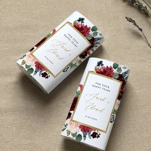 Happy Tears Tissue Wraparound, Stampabile Matrimonio Tasca Modello Bomboniera, Floreale Borgogna, Download istantaneo, Templett #062-106PT