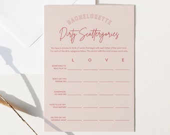 Dirty Scattergories Game, Hen Do Party, Dirty Bachelorette Game, Modern, Minimal, Editable Template, Instant Download, Templett #055-132BACH