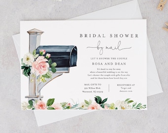 Bridal Shower by Mail Invite, Social Distance Bridal Shower Invitation, Mailbox, Editable Template, Instant Download, Templett #264BS