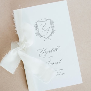 Crest Wedding Program Template, Minimalist Monogram Order of Service, Catholic Ceremony, INSTANT DOWNLOAD, Editable, Templett #0007-142WP