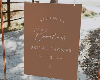 Terracotta Welcome Sign Template, Printable Modern Bohemian Bridal Shower Sign, Boho, Instant Download, 100% Editable, Templett #029-290LS