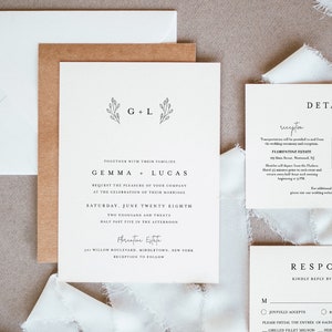 Minimalist Wedding Suite, Simple, Elegant, Clean Wedding Invitation, RSVP, Detail, Editable Template, Instant Download, Templett #095B image 1