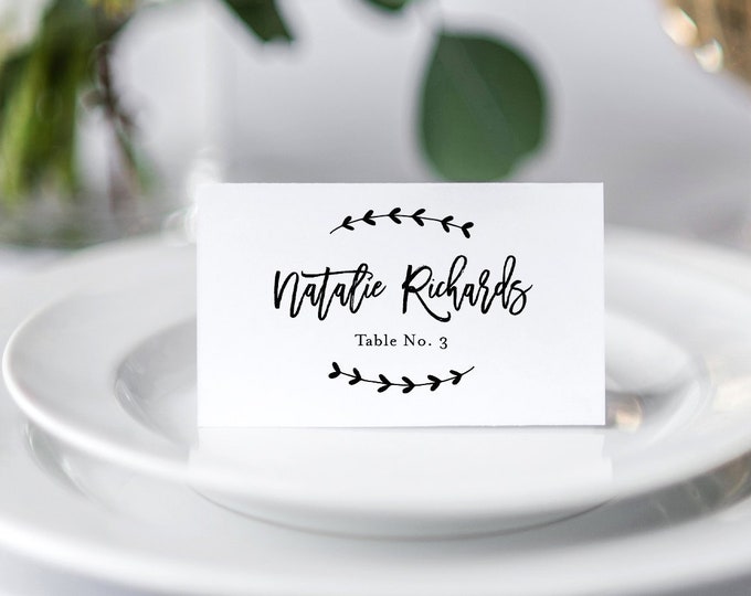 Self-Editing Place Card Template, Printable Wedding Escort Card, INSTANT DOWNLOAD, 100% Editable, Name Card, Seating Card, DIY #130PC